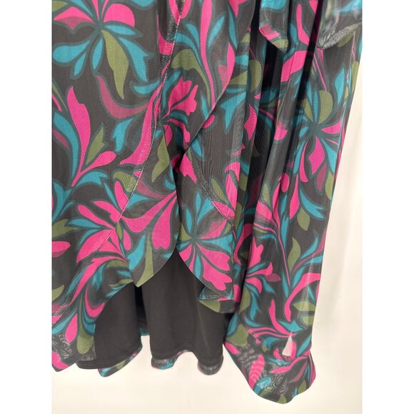 C Wonder by Christian Siriano Mesh Ruffle Hem Dress Wild Tulip Fuchsia Size XL - Picture 4 of 7